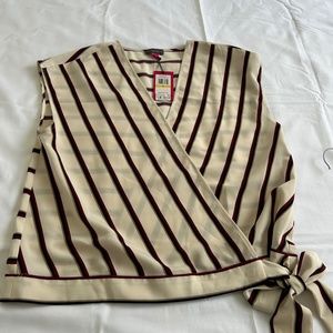 Sleeveless stylish striped work blouse